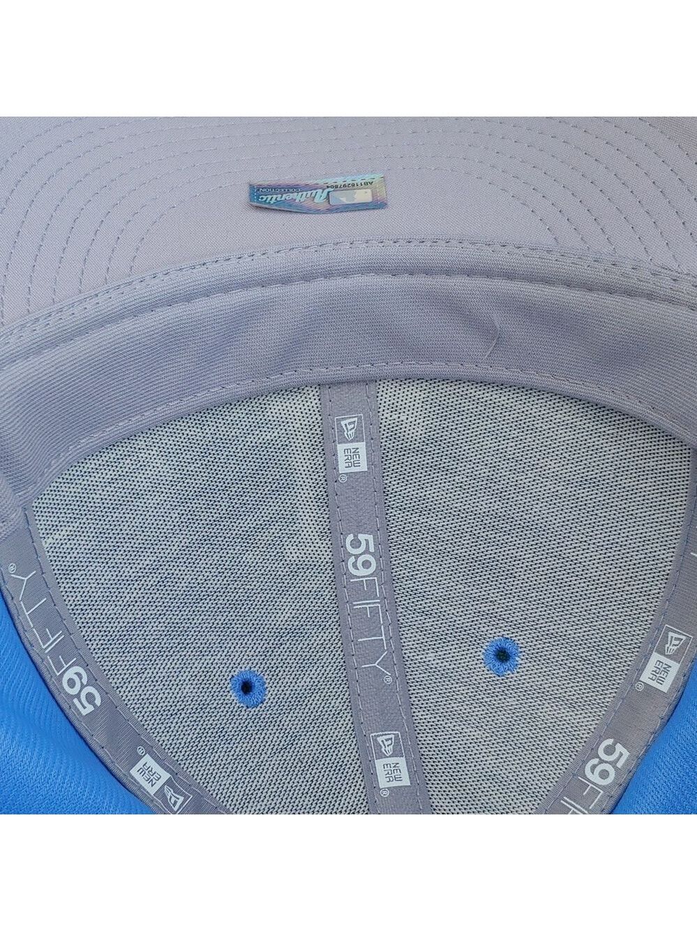 New Era Dodgers 59FIFTY Low Profile 7 7/8 Fitted Baseball Cap Light-Dark Blue - Picture 11 of 16